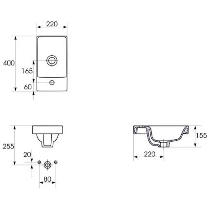 Cersanit S801-218-DSM - Závesná kúpeľňová skrinka s umývadlom MODUO SLIM 40x22 cm lesklá biela