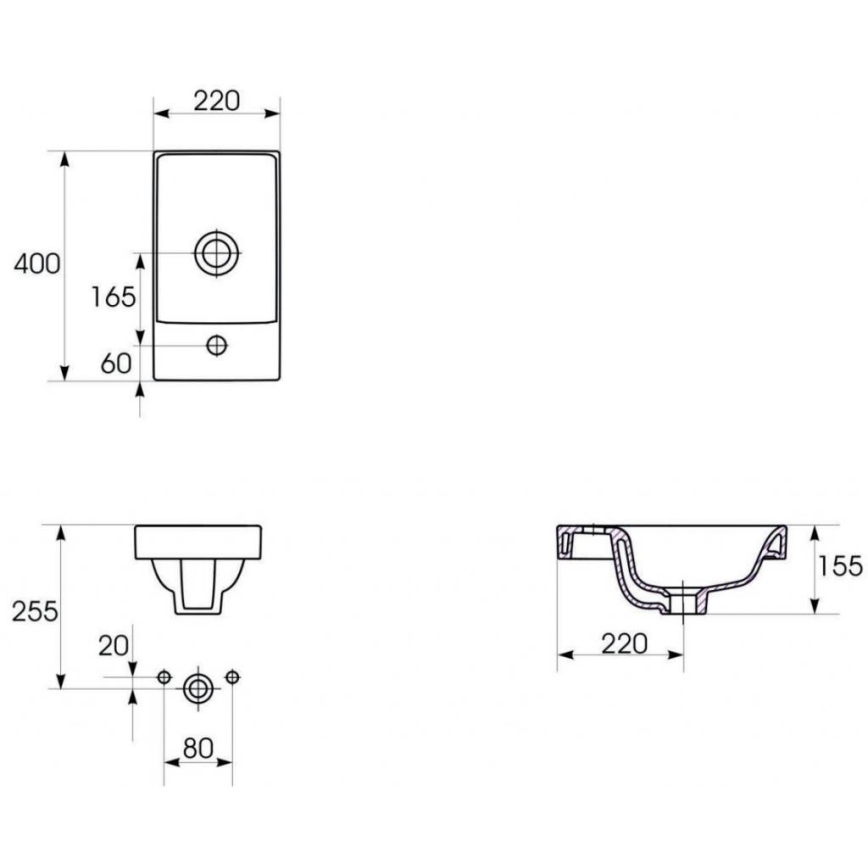 Cersanit S801-218-DSM - Závesná kúpeľňová skrinka s umývadlom MODUO SLIM 40x22 cm lesklá biela