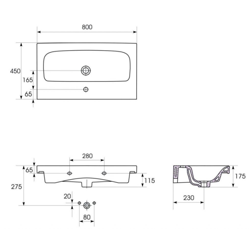 Cersanit S801-221-DSM - Závesná kúpeľňová skrinka s umývadlom MODUO 80x45 cm lesklá biela