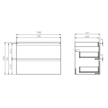 Cersanit S801-221-DSM - Závesná kúpeľňová skrinka s umývadlom MODUO 80x45 cm lesklá biela