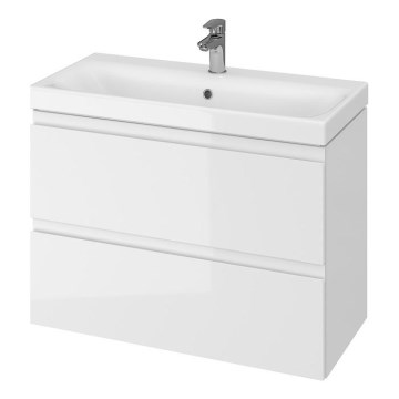 Cersanit S801-225-DSM - Závesná kúpeľňová skrinka s umývadlom MEDA SLIM 62x80 cm lesklá biela