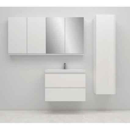 Cersanit S801-225-DSM - Závesná kúpeľňová skrinka s umývadlom MEDA SLIM 62x80 cm lesklá biela