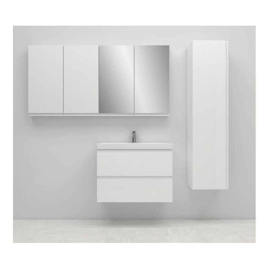 Cersanit S801-225-DSM - Závesná kúpeľňová skrinka s umývadlom MEDA SLIM 62x80 cm lesklá biela
