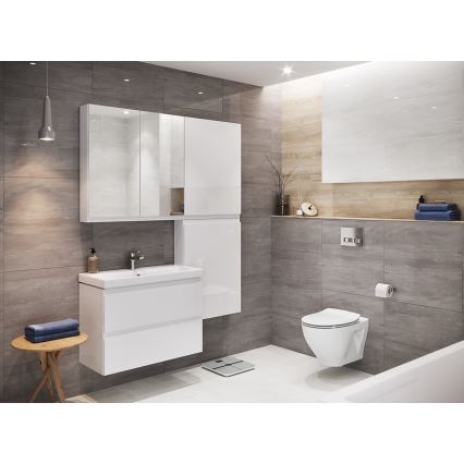 Cersanit S801-225-DSM - Závesná kúpeľňová skrinka s umývadlom MEDA SLIM 62x80 cm lesklá biela