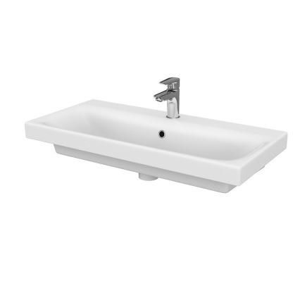 Cersanit S801-225-DSM - Závesná kúpeľňová skrinka s umývadlom MEDA SLIM 62x80 cm lesklá biela