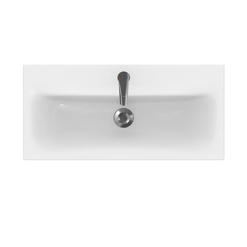 Cersanit S801-225-DSM - Závesná kúpeľňová skrinka s umývadlom MODUO SLIM 80x38 cm lesklá biela