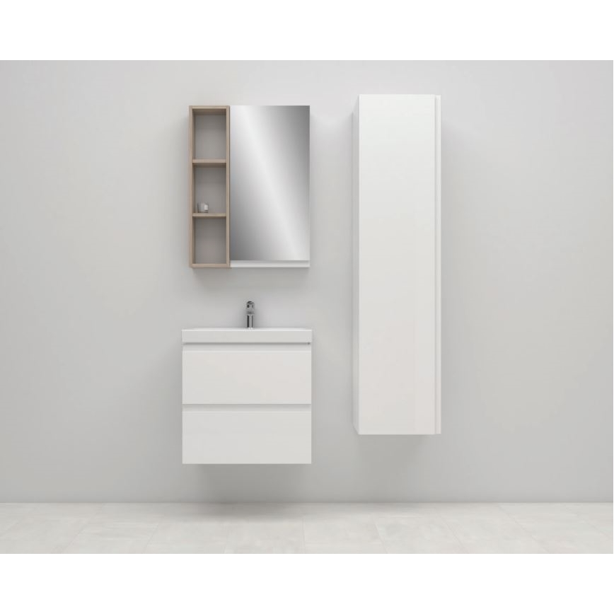 Cersanit S801-227-DSM - Závesná kúpeľňová skrinka s umývadlom MEDA SLIM 62x60 cm lesklá biela
