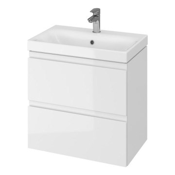 Cersanit S801-227-DSM - Závesná kúpeľňová skrinka s umývadlom MEDA SLIM 62x60 cm lesklá biela