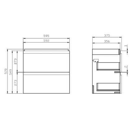 Cersanit S801-227-DSM - Závesná kúpeľňová skrinka s umývadlom MODUO SLIM 60x38 cm lesklá biela