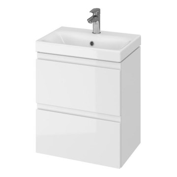 Cersanit S801-229-DSM - Závesná kúpeľňová skrinka s umývadlom MODUO SLIM 50x62x35 cm lesklá biela