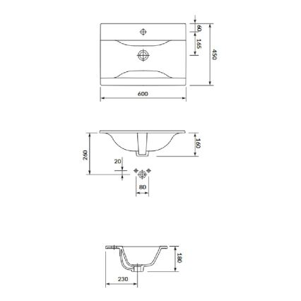 Cersanit S801-309-DSM - Závesná kúpeľňová skrinka s umývadlom NIKO 60x45 cm biela