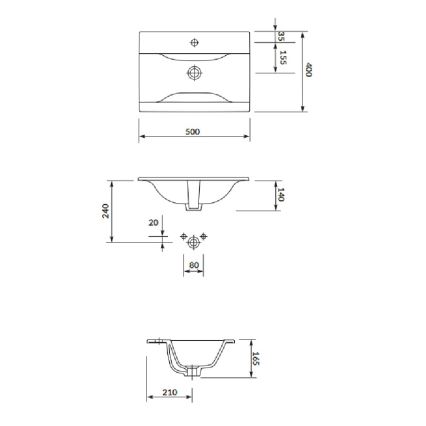Cersanit S801-458 - Závesná kúpeľňová skrinka s umývadlom NIKO 50x40 cm orech
