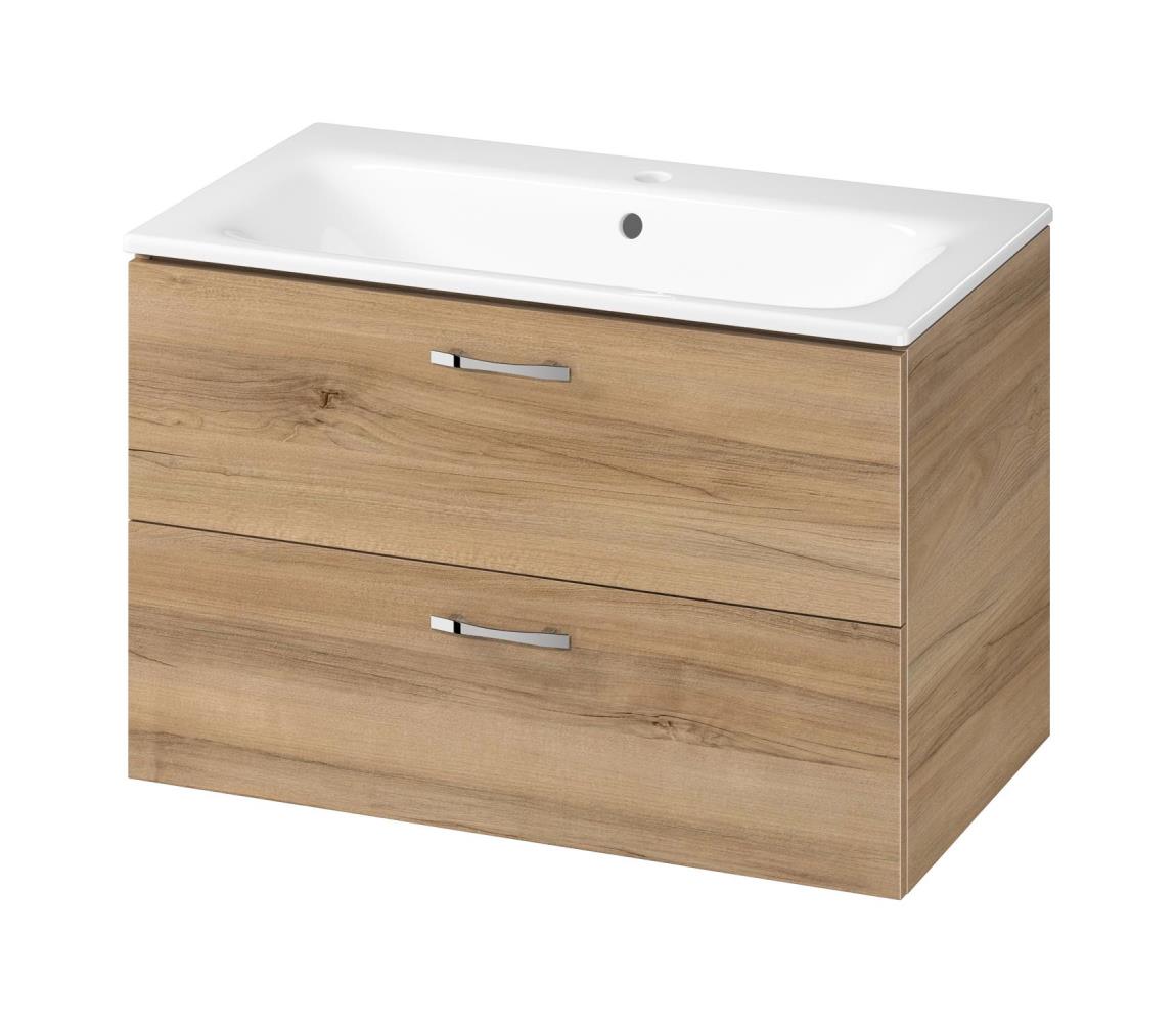Cersanit S801-539 - Závesná kúpeľňová skrinka s umývadlom NIKO 80x45 cm orech S801-539