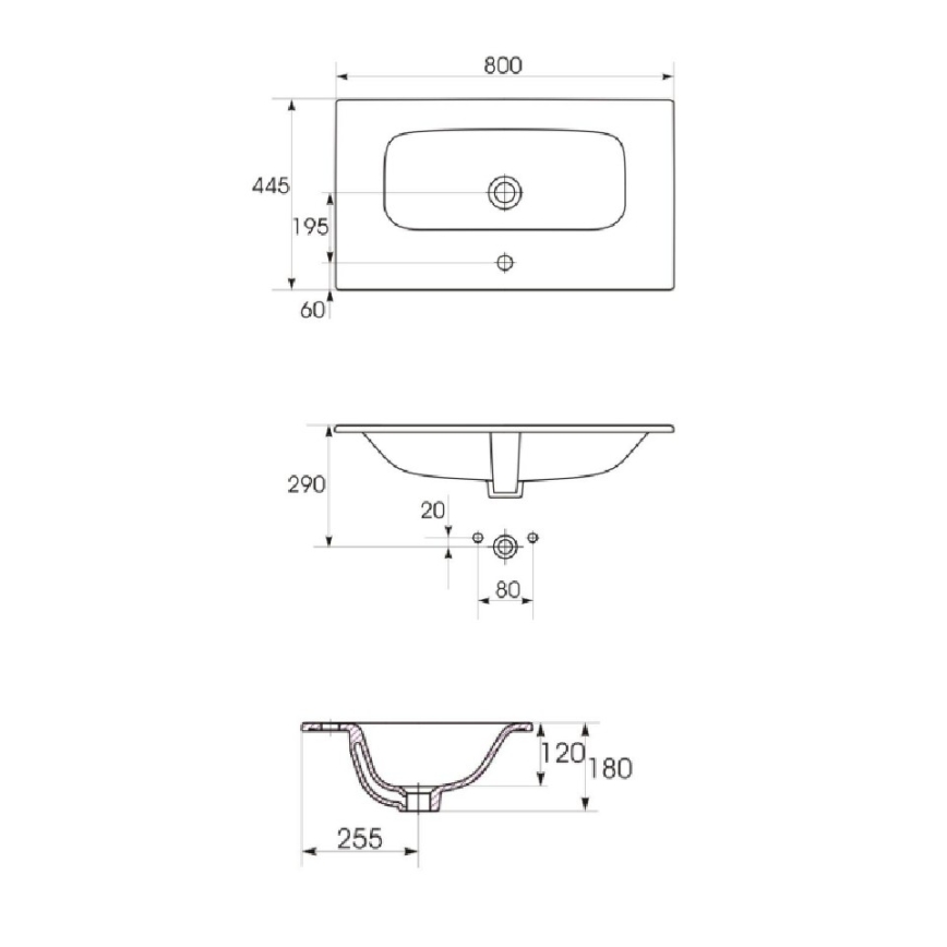 Cersanit S801-539 - Závesná kúpeľňová skrinka s umývadlom NIKO 80x45 cm orech