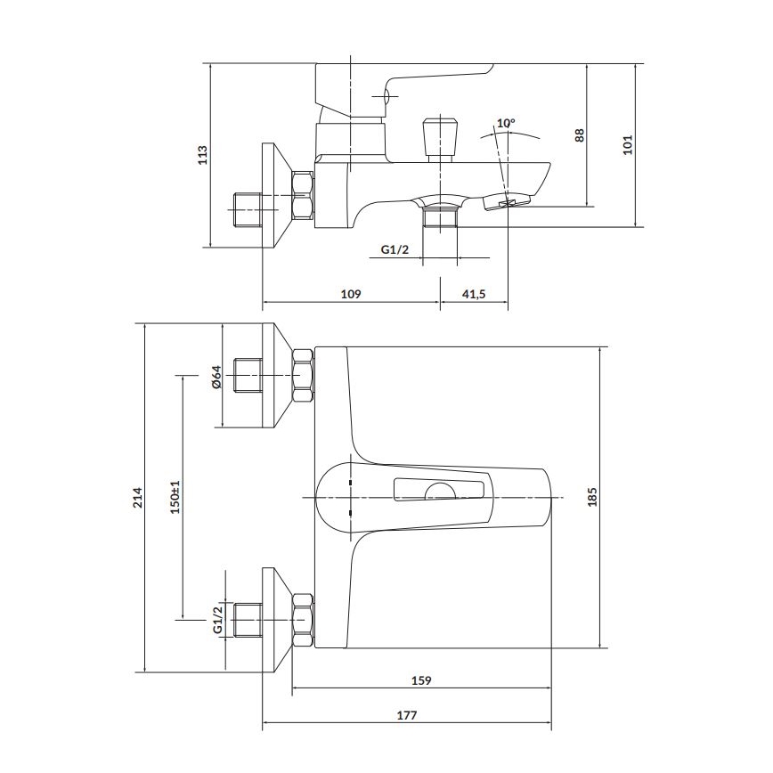 Cersanit S951-008 - Vaňová batéria MILLE biela/lesklý chróm