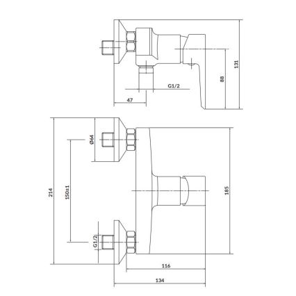 Cersanit S951-034 - Sprchová batéria MILLE čierna/lesklý chróm