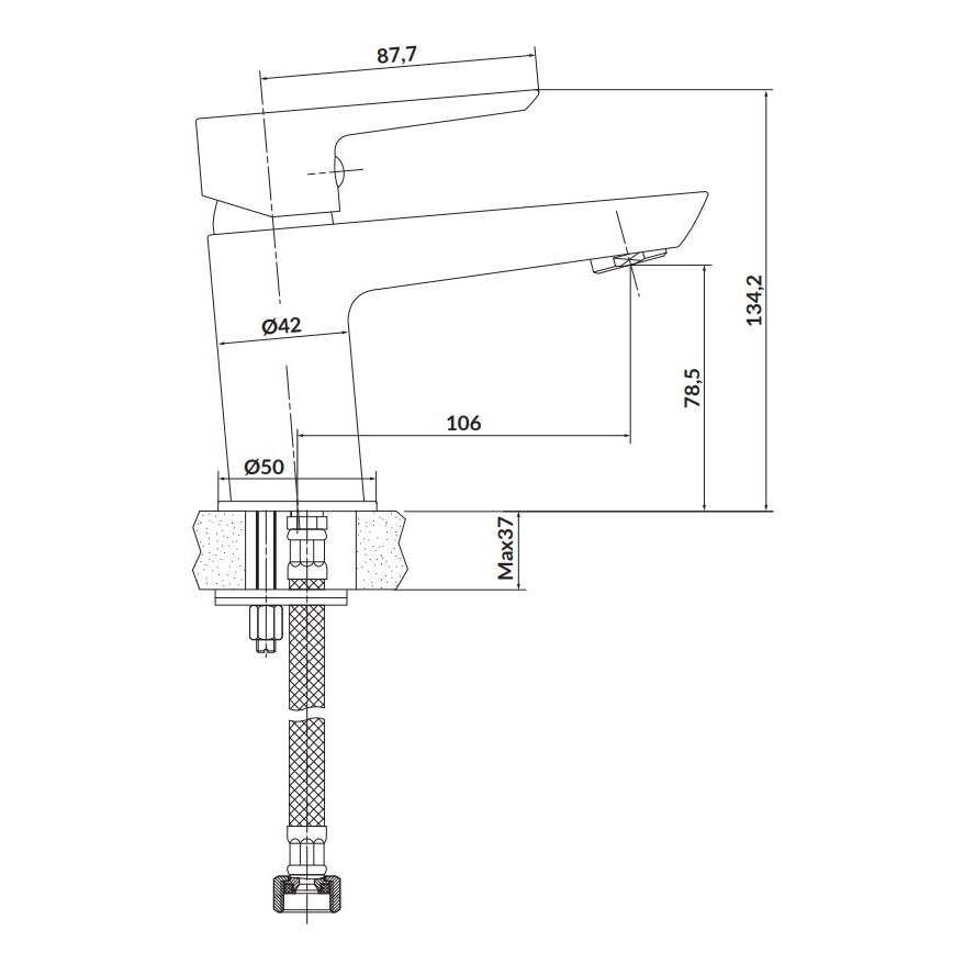 Cersanit S951-047 - Umývadlová batéria MILLE 13,4 cm biela + výpust