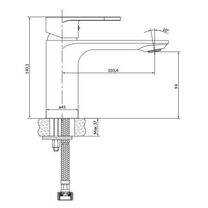 Cersanit S951-331 - Umývadlová batéria CREA 14,3 cm čierna