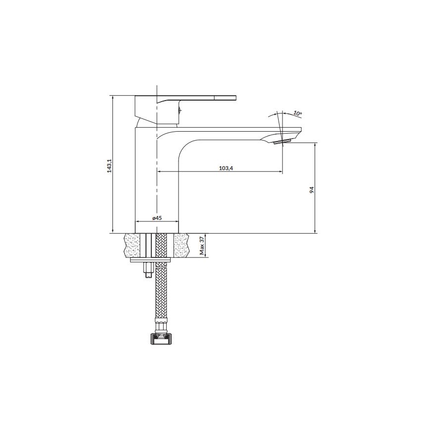 Cersanit S951-331 - Umývadlová batéria CREA 14,3 cm čierna