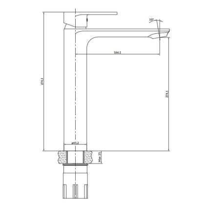 Cersanit S951-332 - Umývadlová batéria CREA 27,4 cm čierna