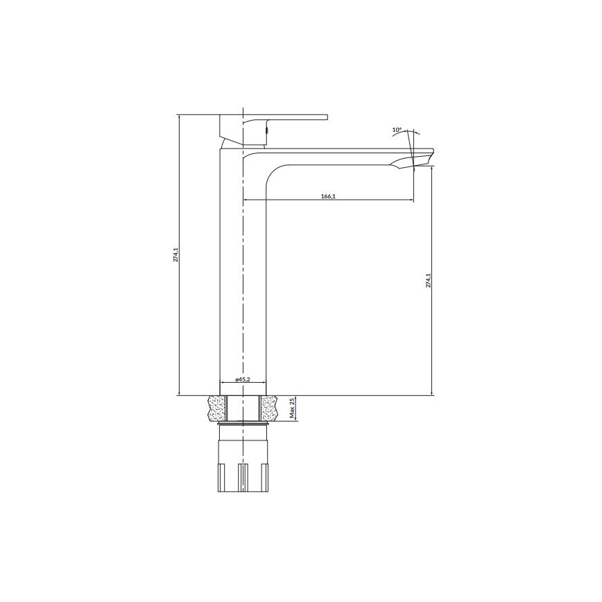 Cersanit S951-332 - Umývadlová batéria CREA 27,4 cm čierna