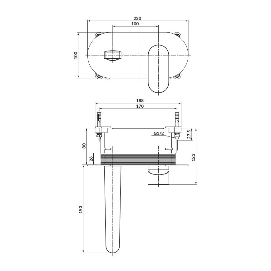 Cersanit S951-333 - Vaňová batéria na podomietkovú inštaláciu CREA čierna