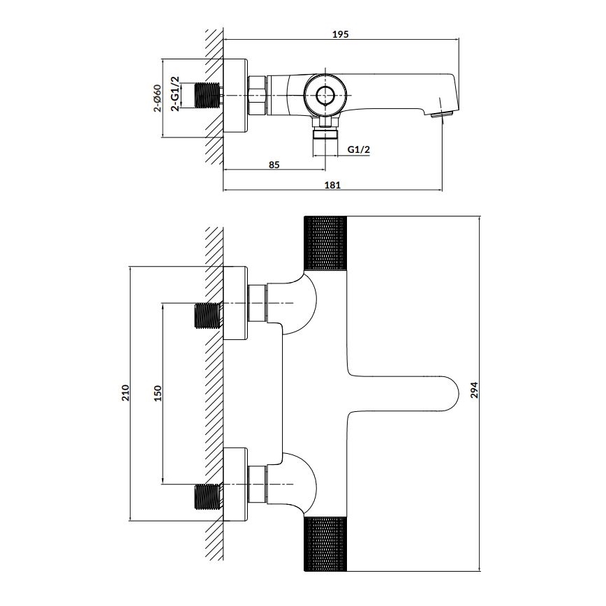 Cersanit S951-569 - Termostatická vaňová batéria ZEN čierna
