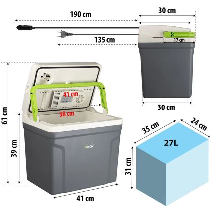 Cestovná chladnička s funkciou ohrevu 27 l 230V/12V/24V šedá