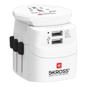 Cestovný adaptér PRO Light USB 2A - World, UK+USA+AUS/CN 2x USB-A 12W