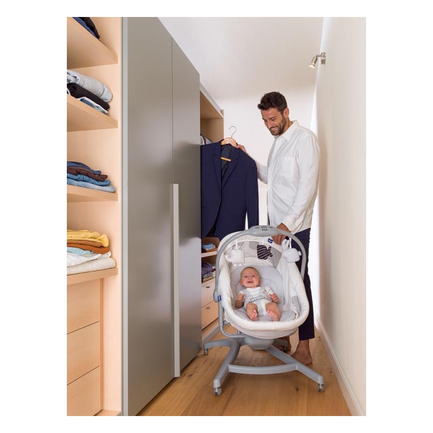 Chicco - Detská postieľka 4v1 BABY HUG šedá/biela