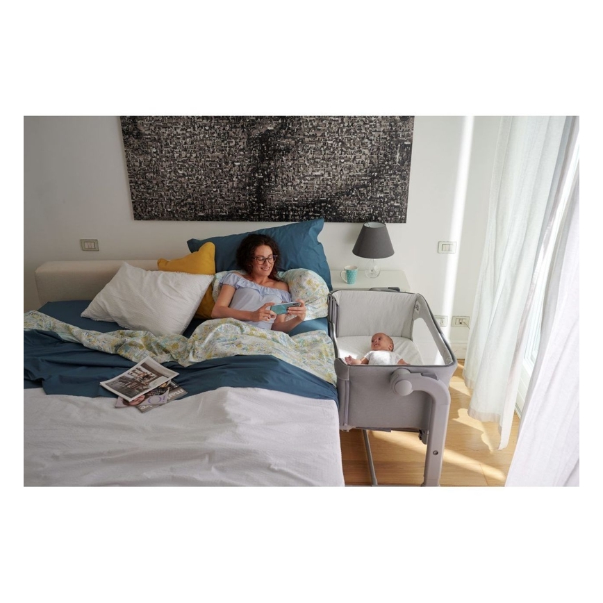 Chicco - Detská postieľka NEXT2ME MAGIC svetlo šedá