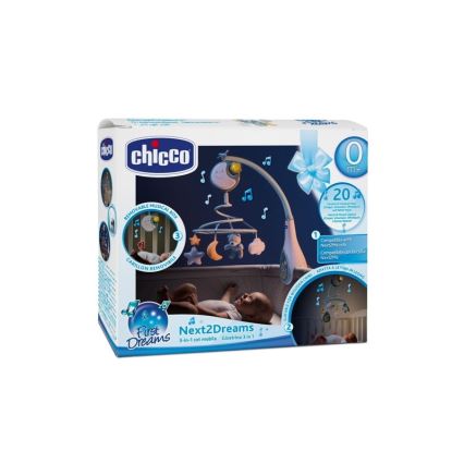 Chicco - Kolotoč nad postieľku s melódiou 3v1 NEXT2DREAMS 3xAA modrá