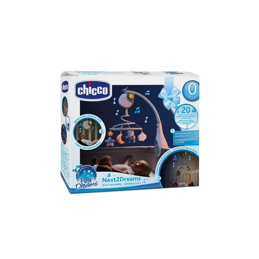 Chicco - Kolotoč nad postieľku s melódiou 3v1 NEXT2DREAMS 3xAA modrá