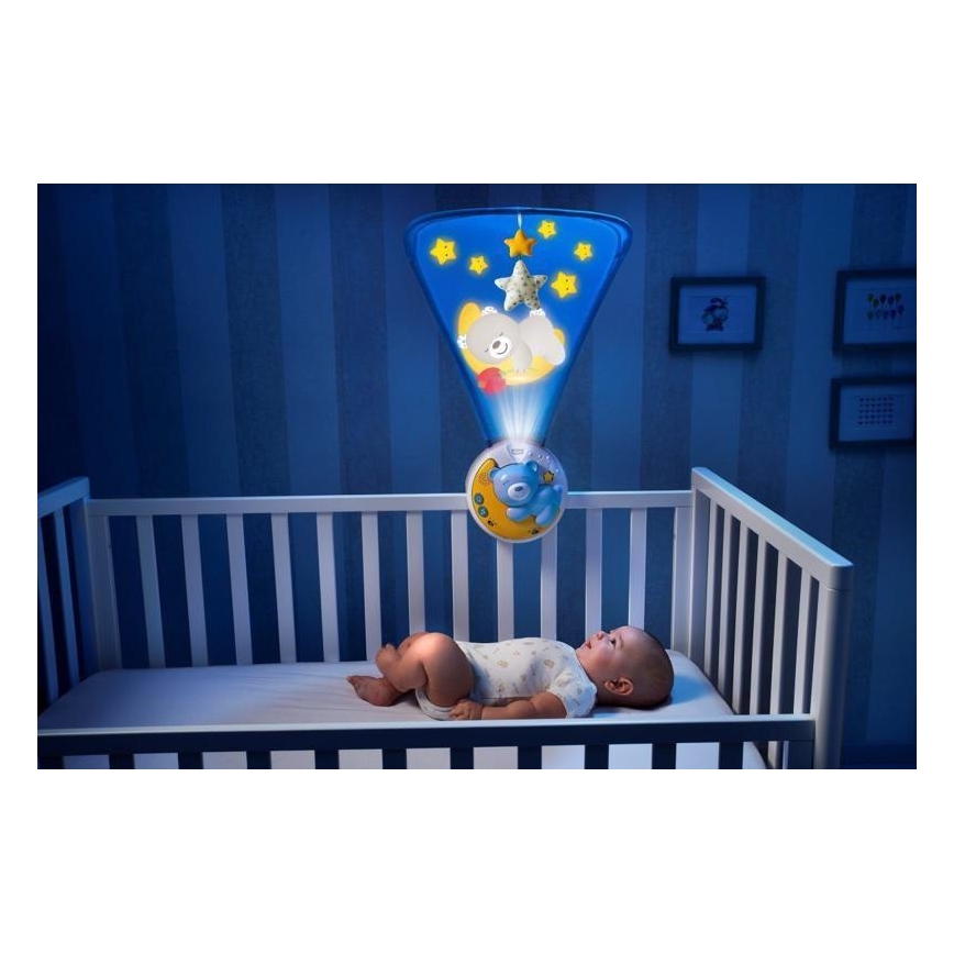 Chicco - Projektor nad postieľku s melódiou 3v1 NEXT2MOON modrá