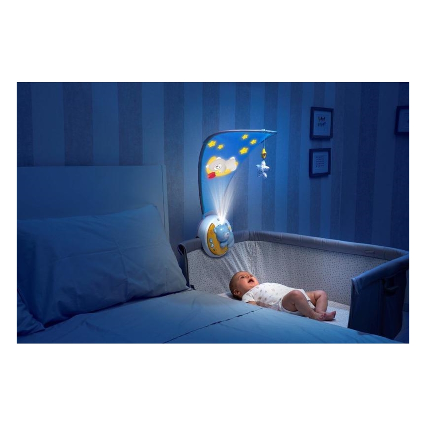 Chicco - Projektor nad postieľku s melódiou 3v1 NEXT2MOON modrá