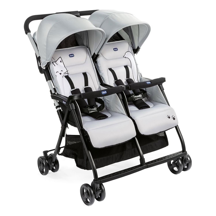 Chicco - Športový kočík pre dvojčatá OHLALA TWIN Silver Cat strieborná