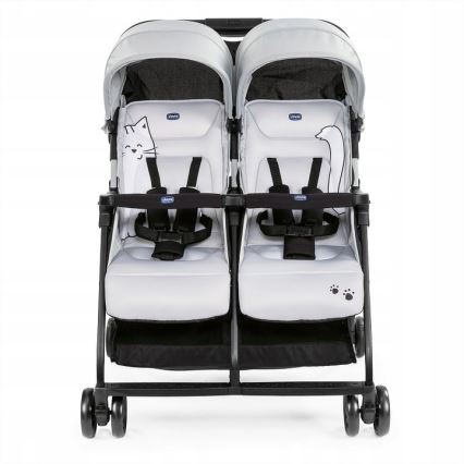 Chicco - Športový kočík pre dvojčatá OHLALA TWIN Silver Cat strieborná