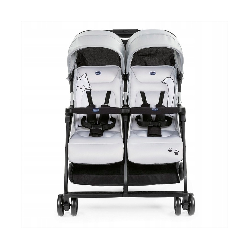 Chicco - Športový kočík pre dvojčatá OHLALA TWIN Silver Cat strieborná