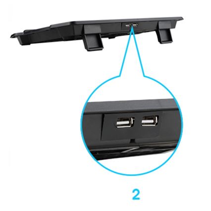 Chladiaca podložka pre notebook 2x ventilátor 2xUSB čierna