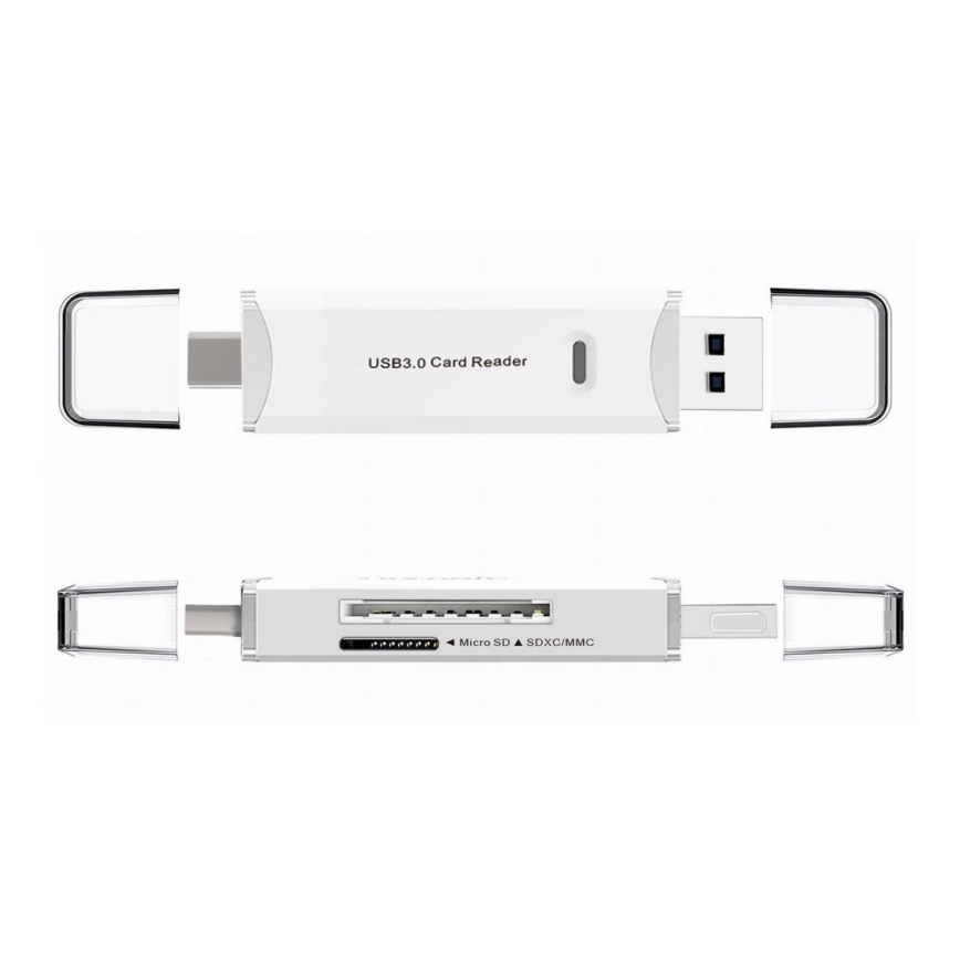 Čítačka kariet MicroSD SDXC MMC s konektorom USB-C + USB 3.0