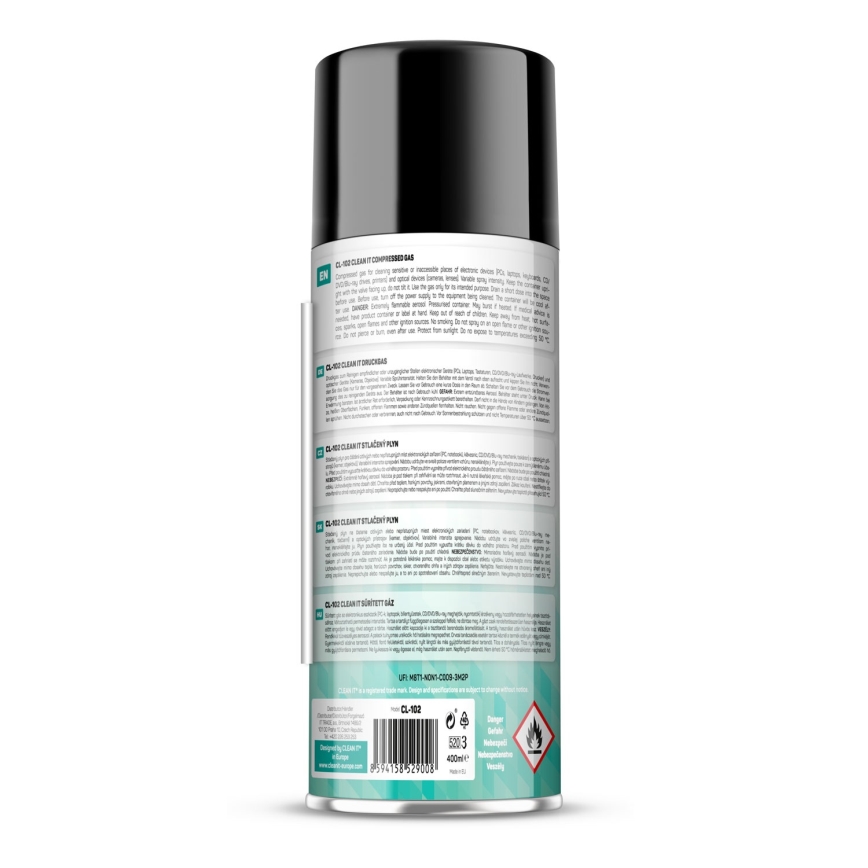 CLEAN IT CL-102 - Stlačený plyn na čistenie elektronických zariadení 400 ml