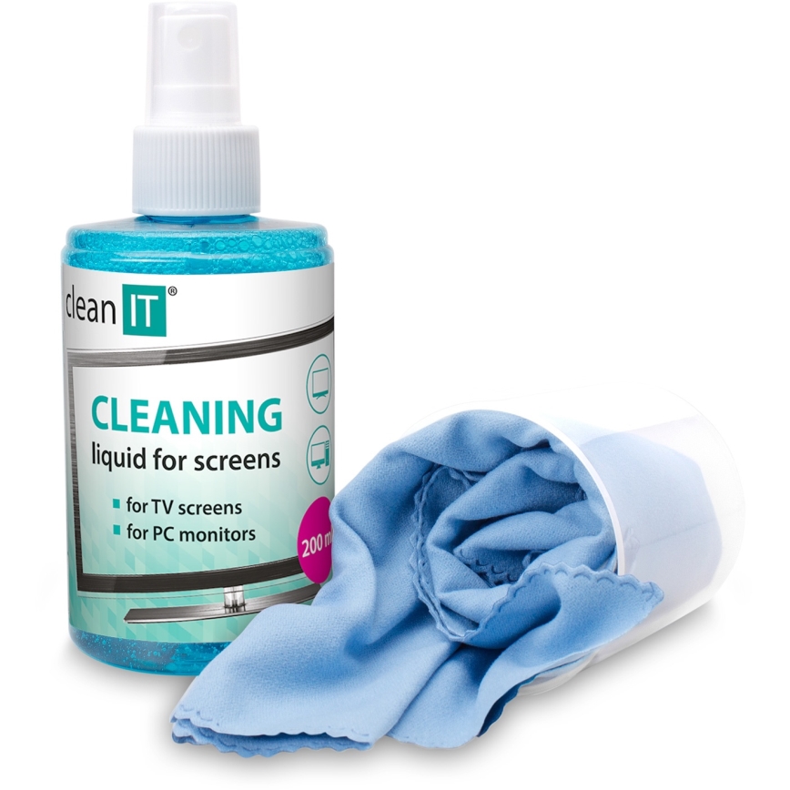 CLEAN IT CL-180 - Čistiaci roztok na obrazovky s utierkou 200 ml