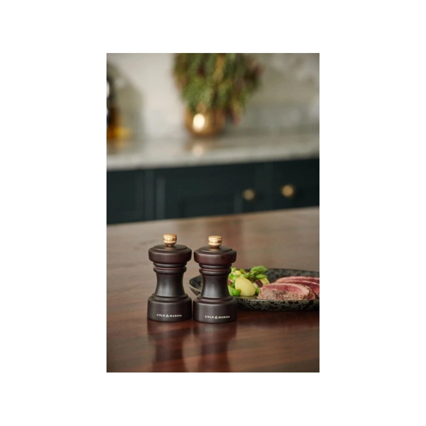 Cole&Mason - Sada mlynčekov na soľ a korenie HOXTON 2 ks 10,4 cm buk/hnedá