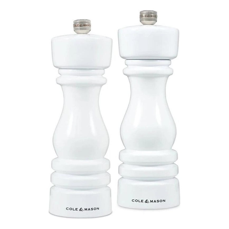 Cole&Mason - Sada mlynčekov na soľ a korenie LONDON 2 ks 18 cm buk/biela