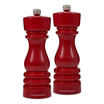 Cole&Mason - Sada mlynčekov na soľ a korenie LONDON 2 ks 18 cm buk/červená