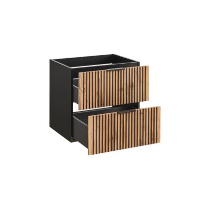 COMAD XILO BLACK WOTAN 82-60-D-2S - Kúpeľňová skrinka pod umývadlo XILO 57x60,2 cm čierna/dub Wotan