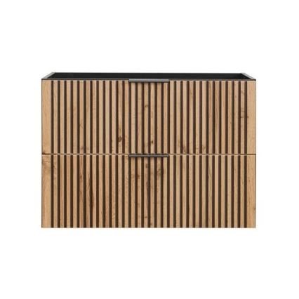 COMAD XILO BLACK WOTAN 82-80-D-2S - Kúpeľňová skrinka pod umývadlo XILO 57x80,2 cm čierna/dub wotan