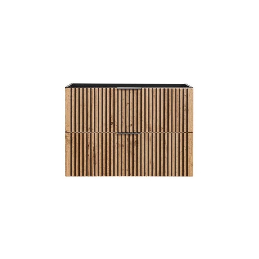 COMAD XILO BLACK WOTAN 82-80-D-2S - Kúpeľňová skrinka pod umývadlo XILO 57x80,2 cm čierna/dub wotan