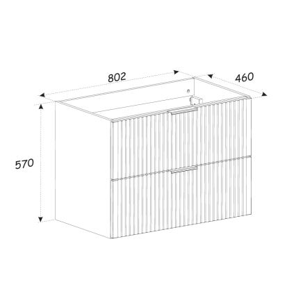 COMAD XILO BLACK WOTAN 82-80-D-2S - Kúpeľňová skrinka pod umývadlo XILO 57x80,2 cm čierna/dub wotan