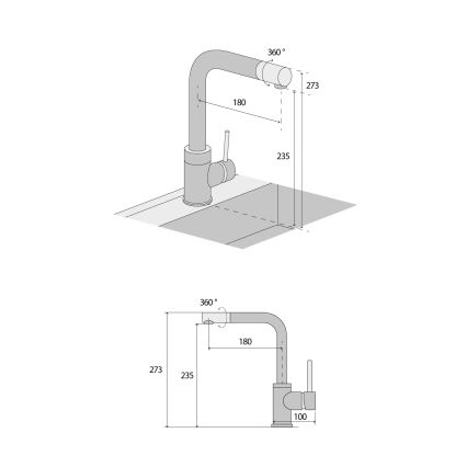 Concept BDG4327BC - Drezová batéria 27,3 cm granit/čierna